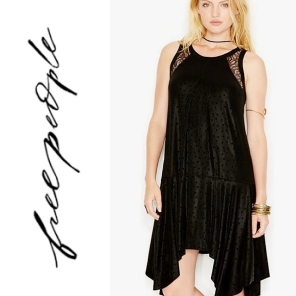 Free People dress black make it count small stretch witchy core lace cut out - Picture 1 of 6